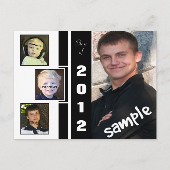 Carte Postale Faire-part Carton d'annonce de remise de diplôme avec quatre  (Devant)