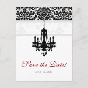 Carte Postale Faire-part Carton de sauvegarde de date lustre Damas BW