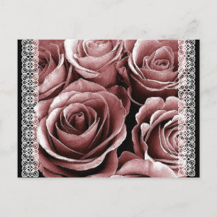 Carte Postale Faire-part Carton de sauvegarde de date Postcard Fleurs roses