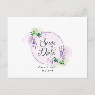 Carte Postale Faire-part Carton d'invitation à save the date floral lavande