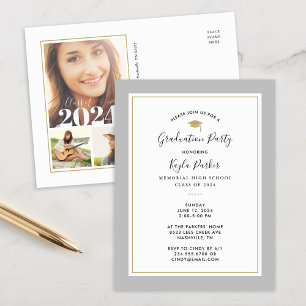 Carte Postale Faire-part Carton d'invitation à une fête de remise de diplôm