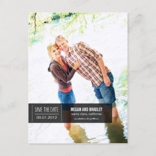Carte Postale Faire-part Carton d'invitation Chic Tag Save The Date - Noir