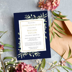 Carte Postale Faire-part Carton d'invitation de célébration de vie en bleu