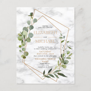 Carte Postale Faire-part Carton d'invitation de mariage géométrique en marb