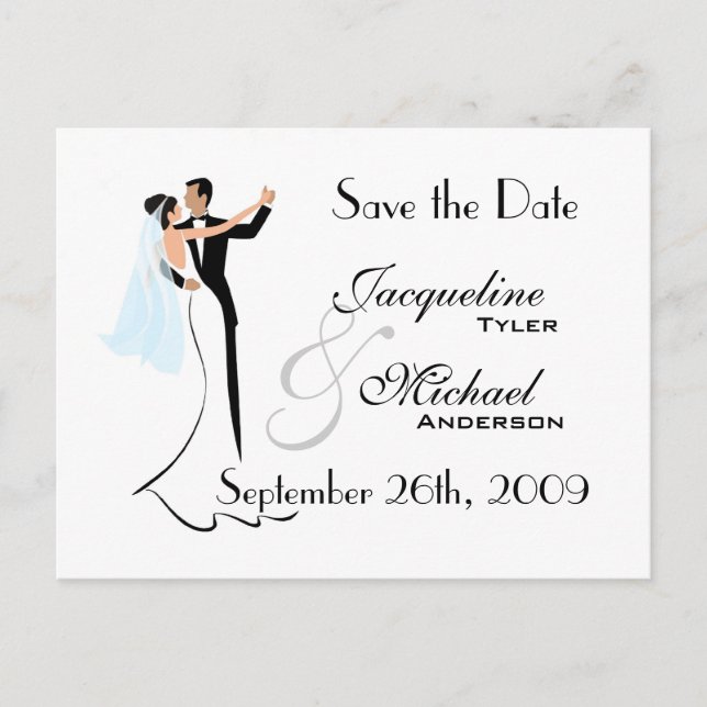 Carte Postale Faire-part Carton d'invitation de mariage "Sauvez la date" (Devant)