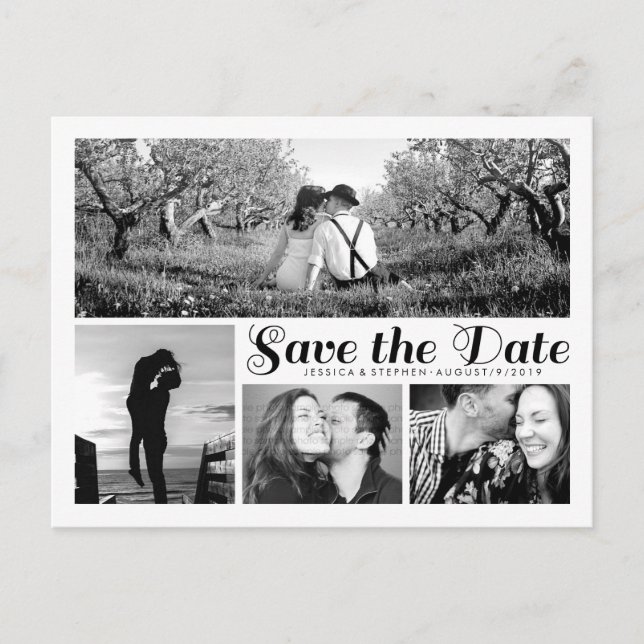 Carte Postale Faire-part Carton d'invitation moderne blanc avec collage pou (Devant)