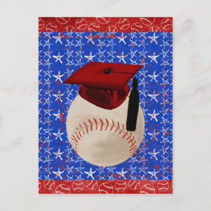 Carte Postale Faire-part Casquette d'obtention du diplôme de base-ball,