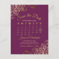 Cassis Purple Gold Wedding Enregistrer le calendri