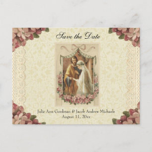 Carte Postale Faire-part Catholique traditionnel ENREGISTRER LA DATE Mariag
