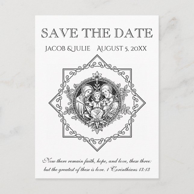 Carte Postale Faire-part Catholique Traditionnelle Sainte Famille SAUVER LA (Devant)