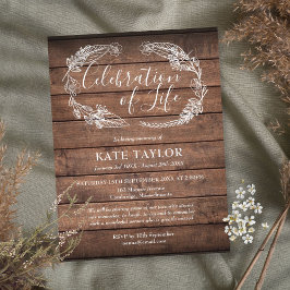 Carte Postale Faire-part Célébration du bois rustique des funérailles de vi