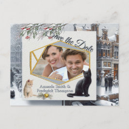 Carte Postale Faire-part Célébrations d'hiver dans la neige, avec Kittens