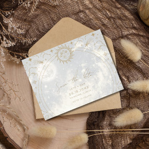 Carte Postale Faire-part Céleste Sun Moon Stars Mariage Enregistrer la date