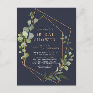Carte Postale Faire-part Cérémonie de mariage géométrique cuivre eucalyptus