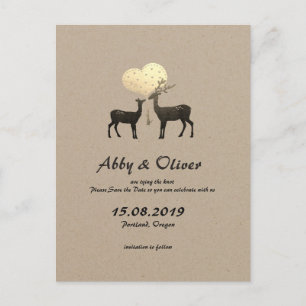 Carte Postale Faire-part Cerf Amour Cerf de forêt Sauver la date