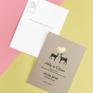 Carte Postale Faire-part Cerf Amour Couple de Cerfs de la Forêt Enregistrer