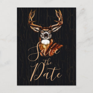 Carte Postale Faire-part Cerf en Bois Rustique Campagne Enregistrer la Date