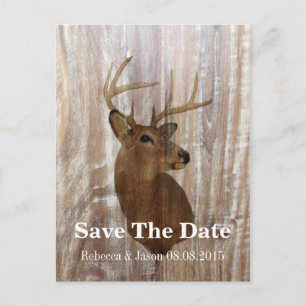 Carte Postale Faire-part cerf rustique la chasse est terminée mariage sauf 