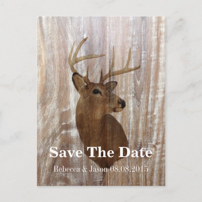 Carte Postale Faire-part cerf rustique la chasse est terminée mariage sauf  (Devant)