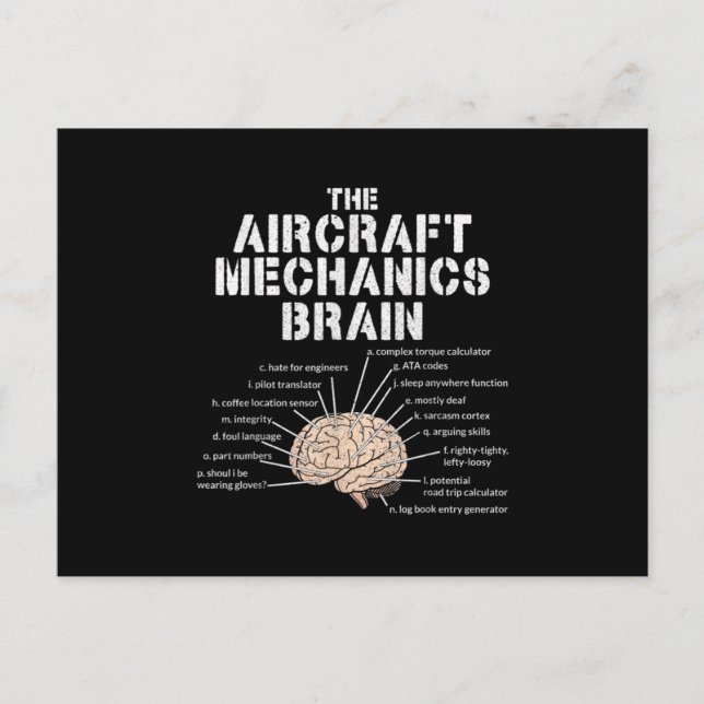 Carte Postale Faire-part Cerveau de Mécanicien d'Aéronef Cadeau d'Aviation (Devant)