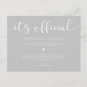 Carte Postale Faire-part C'est le Mariage officiel de l'Elopement