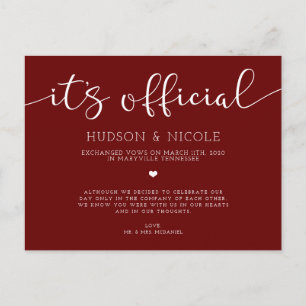 Carte Postale Faire-part C'est le Mariage officiel de l'Elopement
