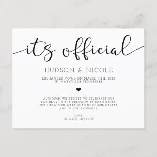 Carte Postale Faire-part C'est le Mariage officiel du Elopement