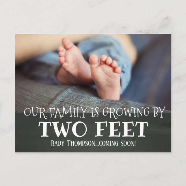 Carte Postale Faire-part Chalkboard Grossissant par deux pieds Adoption Nou (Devant)