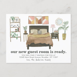 Carte Postale Faire-part Chambre d'amis Boho Moderne Prête Nous avons Démén
