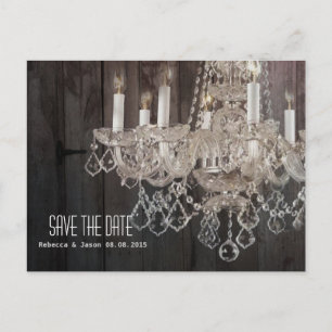 Carte Postale Faire-part Chandelier en bois de grange rustique pour mariage