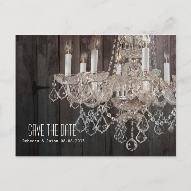 Carte Postale Faire-part Chandelier en bois de grange rustique pour mariage (Devant)