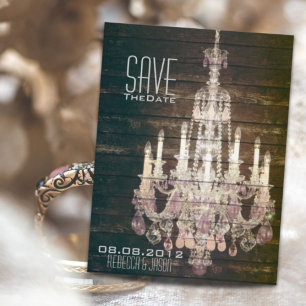 Carte Postale Faire-part Chandelier en bois de grange rustique pour mariage