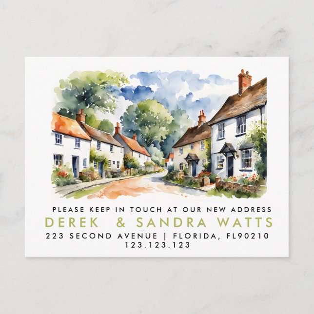 Carte Postale Faire-part changement d'adresse, annonce de déménagement vill (Devant)