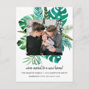Carte Postale Faire-part Changement d'adresse Photo de feuilles tropicales