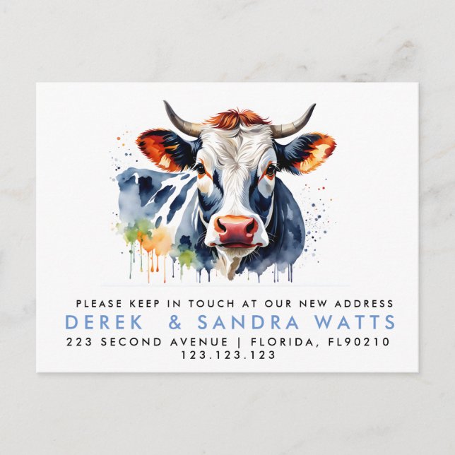 Carte Postale Faire-part changement d'adresse que nous avons déplacé vache  (Devant)