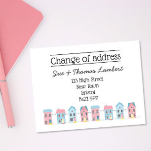 Carte Postale Faire-part Changement d'adresse rue colorée nouvelle maison