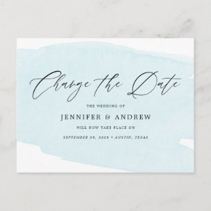 Carte Postale Faire-part Changement de Bleu Clair La Date Report de Mariage