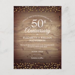 Carte Postale Faire-part Changement de date 50e anniversaire de mariage rus