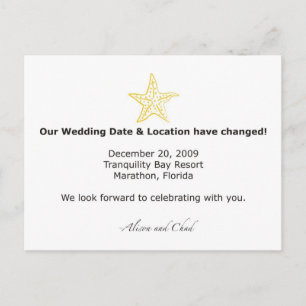 Carte Postale Faire-part Changement de date pour Alison