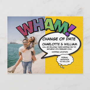 Carte Postale Faire-part Changement de date reporté Photo Fun Moderne