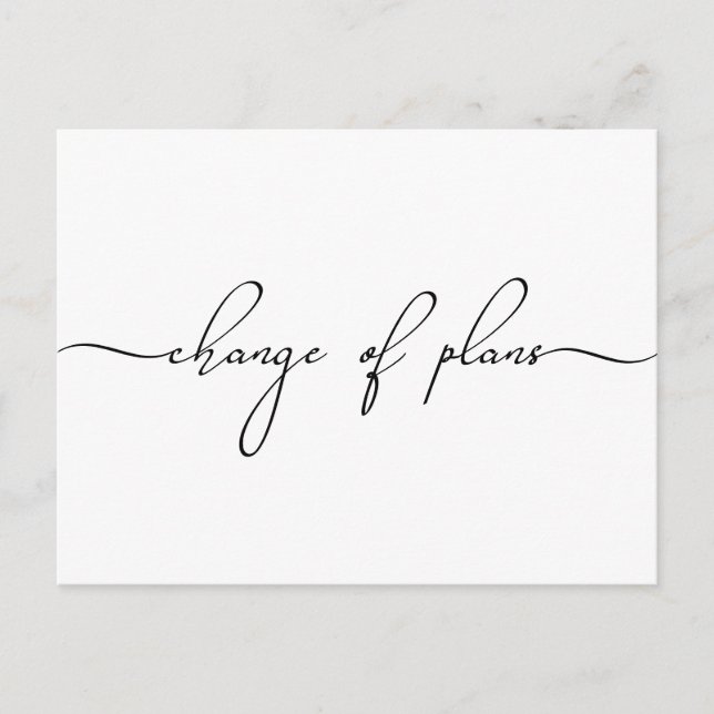 Carte Postale Faire-part Changement de plan pour les petits Mariages Script (Devant)