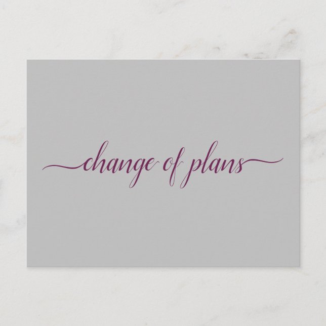 Carte Postale Faire-part Changement de plans mariage reporté Cassis & Gray (Devant)