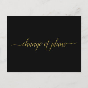 Carte Postale Faire-part Changement de plans Mariage repoussé l'or sur noir
