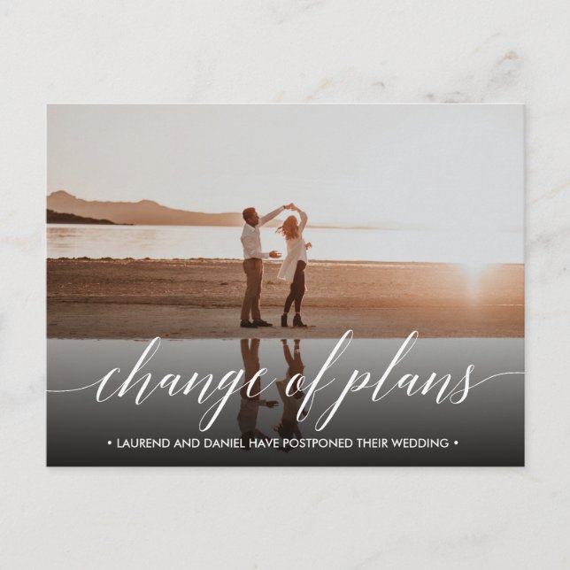 Carte Postale Faire-part CHANGEMENT DE PLANS photo de paysage de calligraph (Devant)