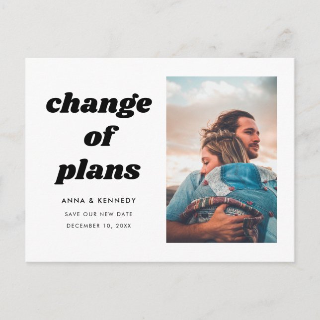 Carte Postale Faire-part Changement Simple de Date de Mariage (Devant)