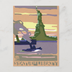 Carte Postale Faire-part Changement vintage d'adresse, Statue de la Liberté