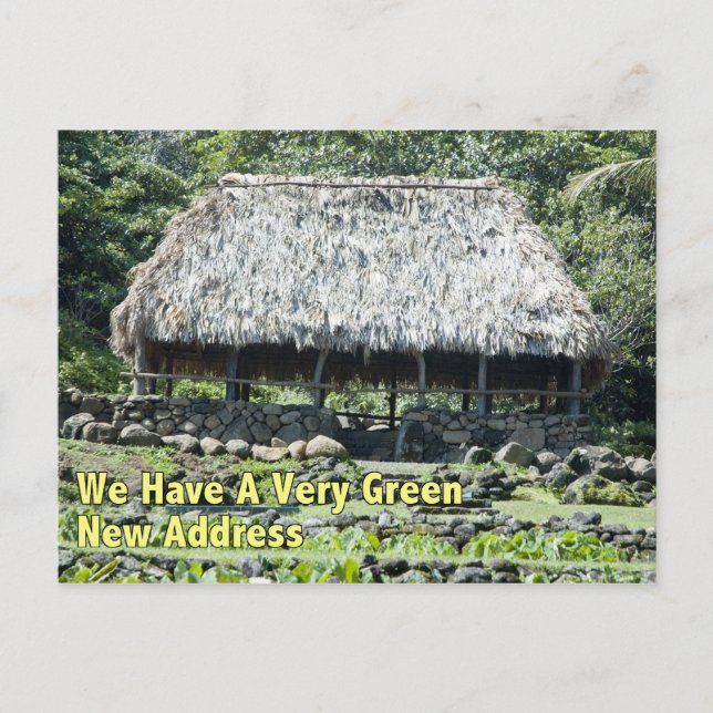 Carte Postale Faire-part Changer d'adresse amusant - Cabane polynésienne (Devant)