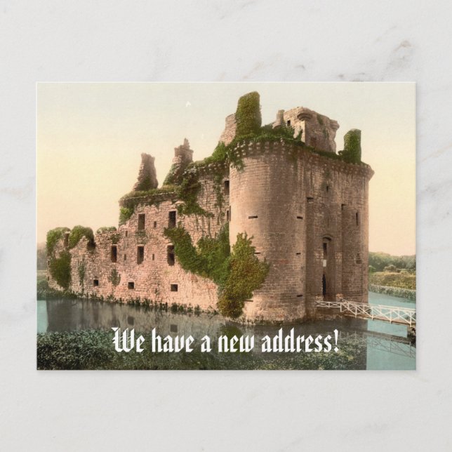 Carte Postale Faire-part Changer d'adresse drôle avec le château (Devant)