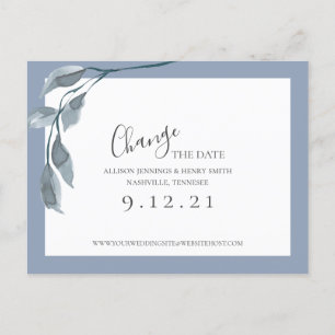 Carte Postale Faire-part Changer la date Sauvegarder la date Fleurs bleues