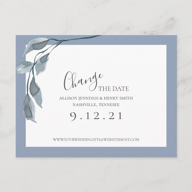 Carte Postale Faire-part Changer la date Sauvegarder la date Fleurs bleues (Devant)